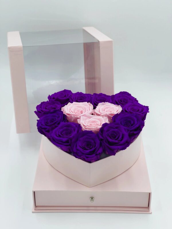 18 Preserved Roses In A Heart Shaped Box 5 Colors To Choose From 01