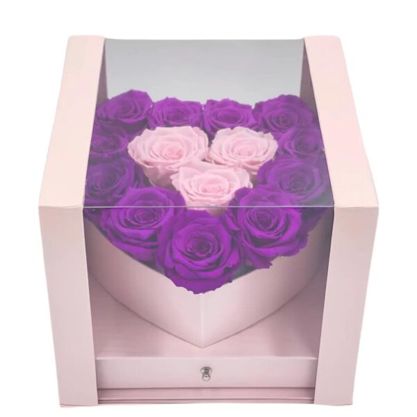 18 Preserved Roses In A Heart Shaped Box 5 Colors To Choose From