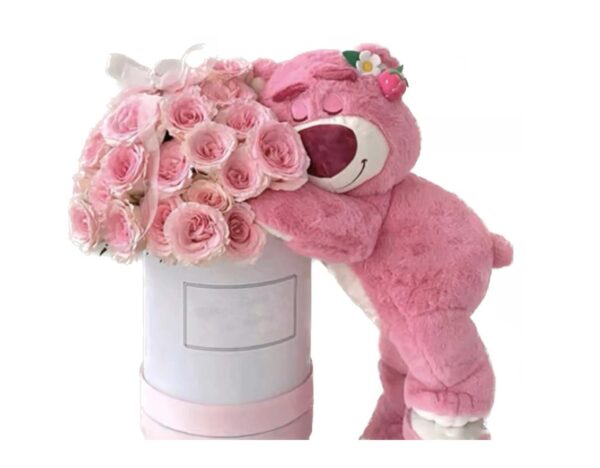 Pink Teddy With Roses